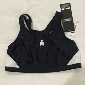 Iron Man Black High-Impact Sports Bra with Reflective Accents